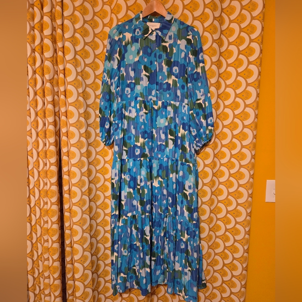Tuckernuck Pomander Place Floral Blue Maxi Dress Small